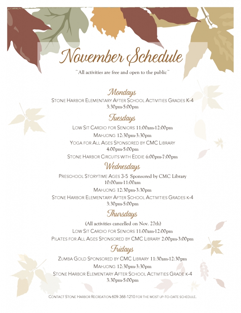 November 2014 Schedule